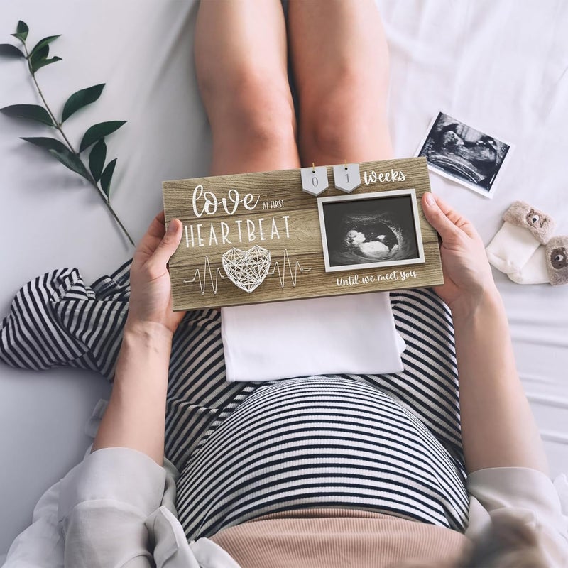 EURSET Baby Sonogram Picture Frame with Countdown Weeks - Standard 4"x3" Ultrasound Photo - Pregnancy Announcements Ideas - Gender Reveal Baby-Shower Gift - New Mom Expecting Parents to Be Keepsake Gifts - Image 2